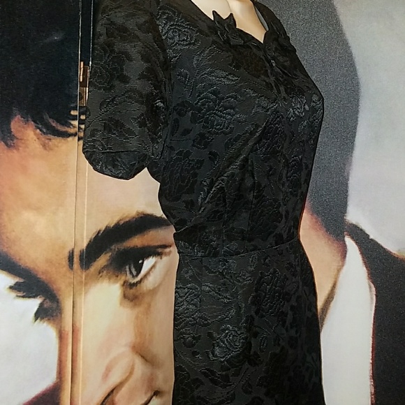 Sir Rob Authentic 1950's Black Brocade Roses Dress - Picture 8 of 8